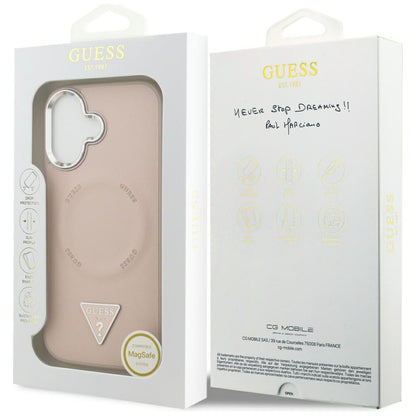 Futrola MagSafe za Apple iPhone 17, Guess, Triangle Logo, Roze Srebrna