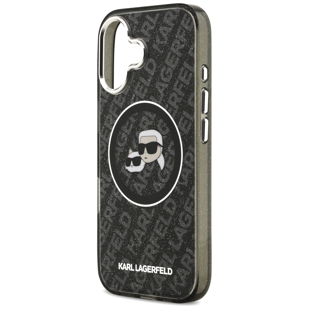 Futrola MagSafe za Apple iPhone 17, Karl Lagerfeld, Glitter Karl & Choupette Head, Crna