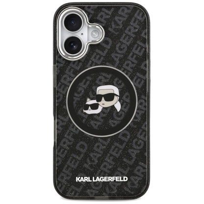 Futrola MagSafe za Apple iPhone 17, Karl Lagerfeld, Glitter Karl & Choupette Head, Crna