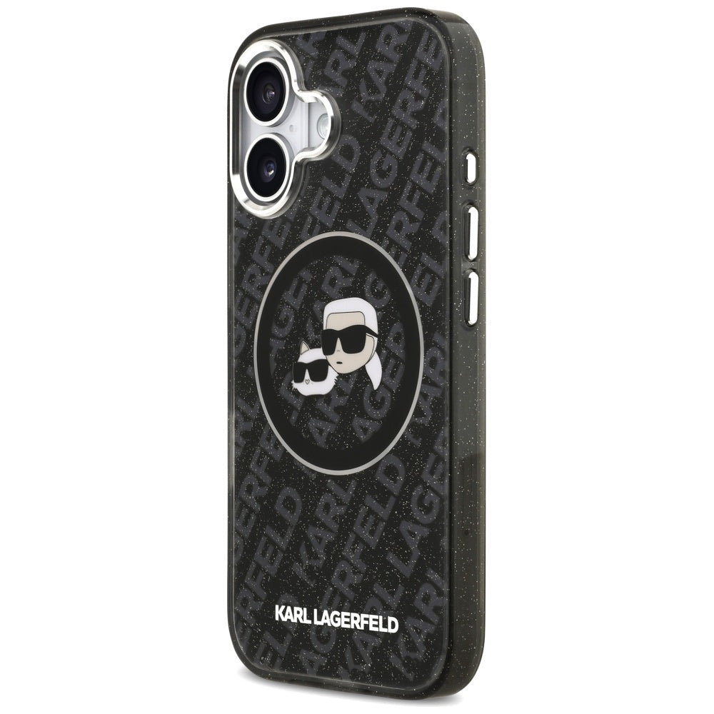 Futrola MagSafe za Apple iPhone 17, Karl Lagerfeld, Glitter Karl & Choupette Head, Crna