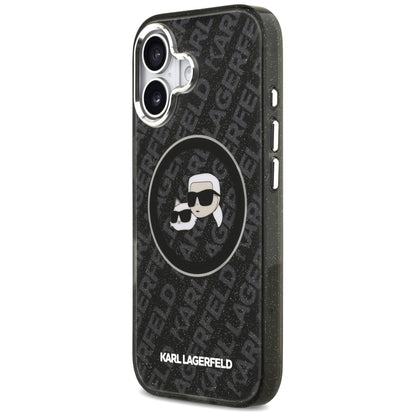 Futrola MagSafe za Apple iPhone 17, Karl Lagerfeld, Glitter Karl & Choupette Head, Crna