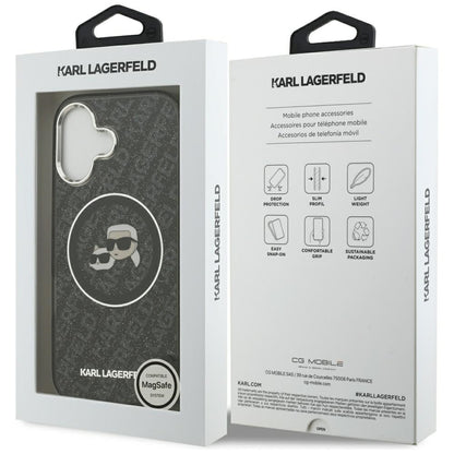 Futrola MagSafe za Apple iPhone 17, Karl Lagerfeld, Glitter Karl & Choupette Head, Crna