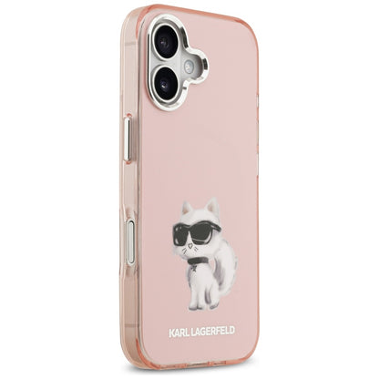 Futrola MagSafe za Apple iPhone 17, Karl Lagerfeld, IML Aquarelle Logo Choupette, Roze