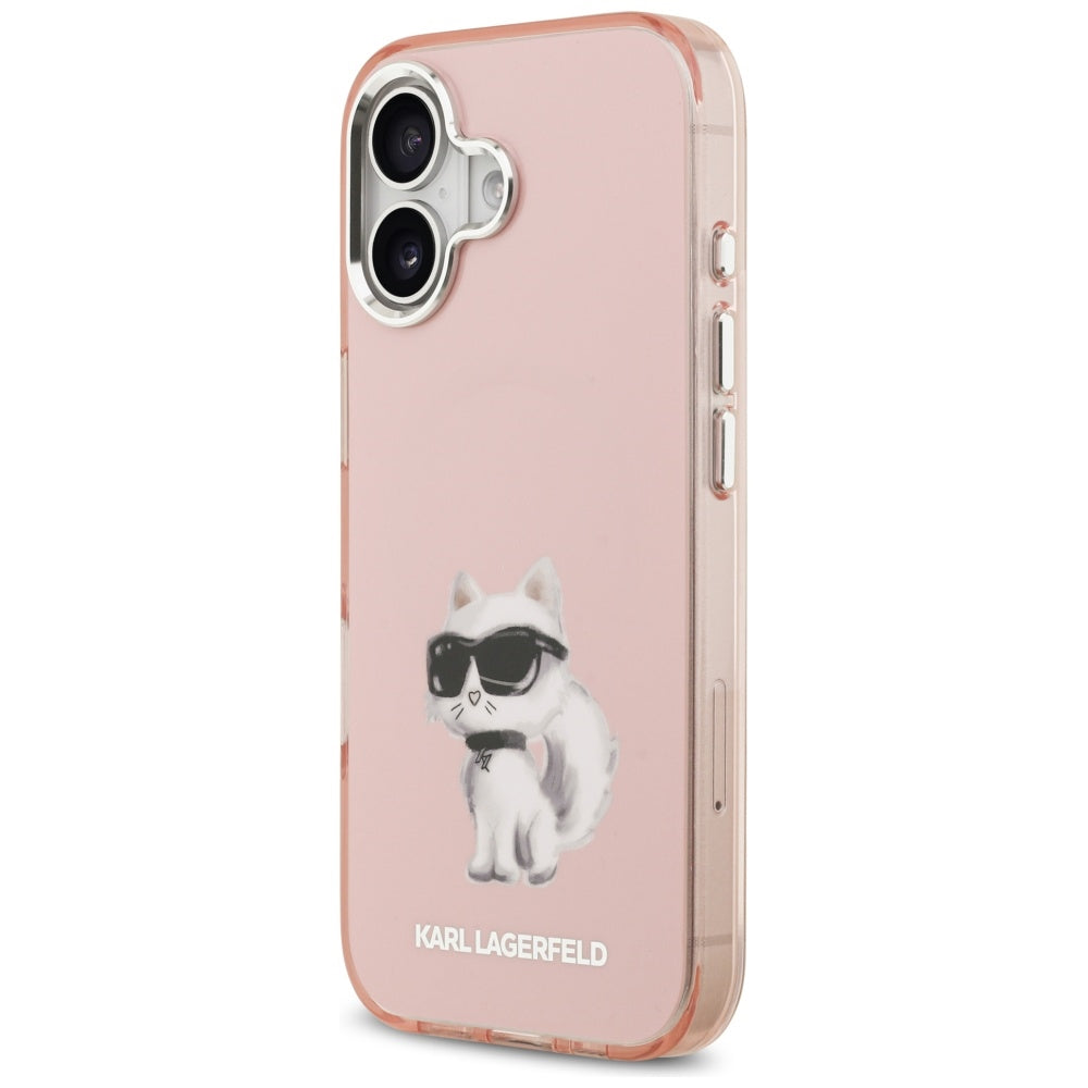 Futrola MagSafe za Apple iPhone 17, Karl Lagerfeld, IML Aquarelle Logo Choupette, Roze