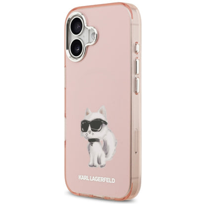 Futrola MagSafe za Apple iPhone 17, Karl Lagerfeld, IML Aquarelle Logo Choupette, Roze