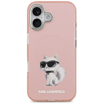 Futrola MagSafe za Apple iPhone 17, Karl Lagerfeld, IML Aquarelle Logo Choupette, Roze