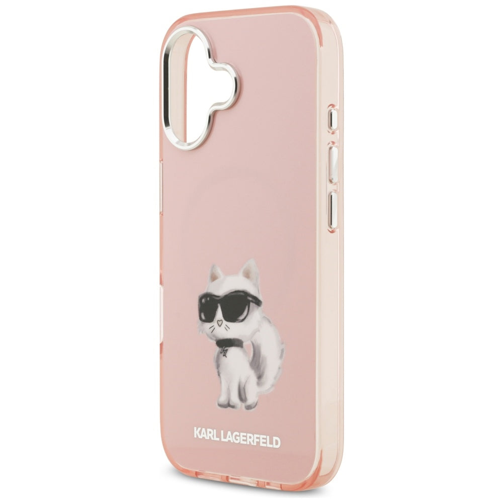 Futrola MagSafe za Apple iPhone 17, Karl Lagerfeld, IML Aquarelle Logo Choupette, Roze