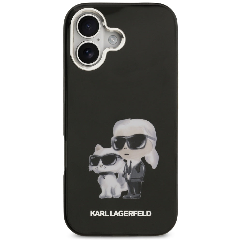 Futrola MagSafe za Apple iPhone 17, Karl Lagerfeld, IML Aquarelle Logo Karl & Choupette, Crna