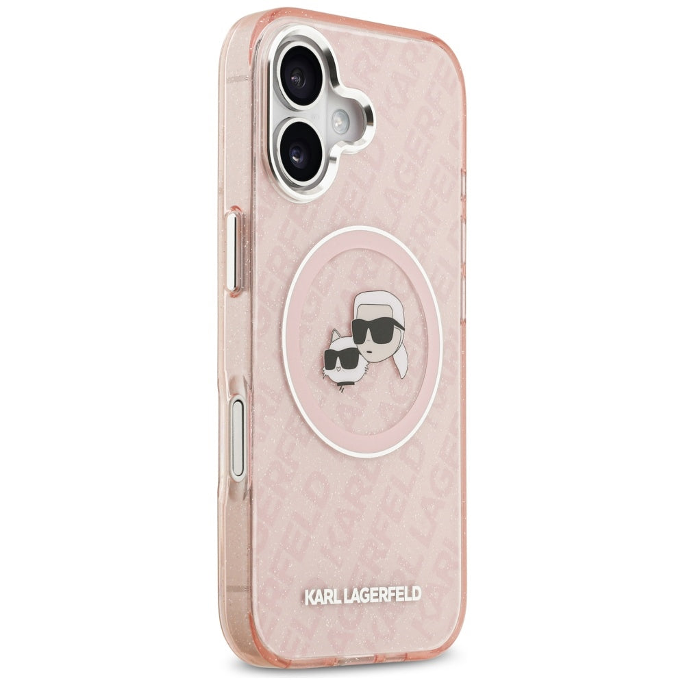 Futrola MagSafe za Apple iPhone 17, Karl Lagerfeld, IML Glitter Karl & Choupette`s Heads, Roze