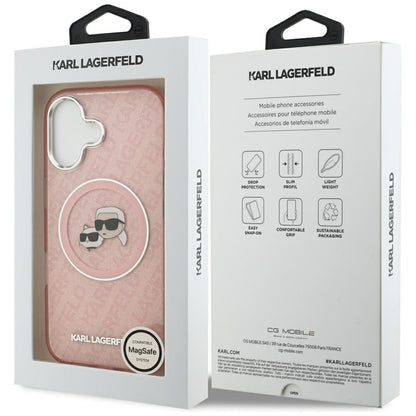 Futrola MagSafe za Apple iPhone 17, Karl Lagerfeld, IML Glitter Karl & Choupette`s Heads, Roze