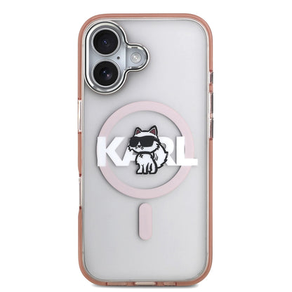 Husa MagSafe za Apple iPhone 17, Karl Lagerfeld, IML Sketch Logo Choupette, Roze