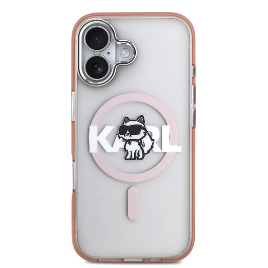 Husa MagSafe za Apple iPhone 17, Karl Lagerfeld, IML Sketch Logo Choupette, Roze