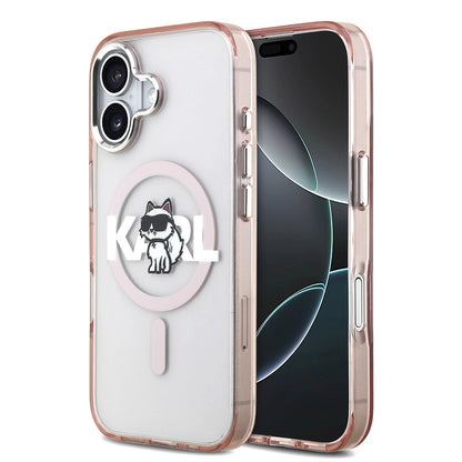 Husa MagSafe za Apple iPhone 17, Karl Lagerfeld, IML Sketch Logo Choupette, Roze