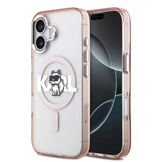 Husa MagSafe za Apple iPhone 17, Karl Lagerfeld, IML Sketch Logo Choupette, Roze