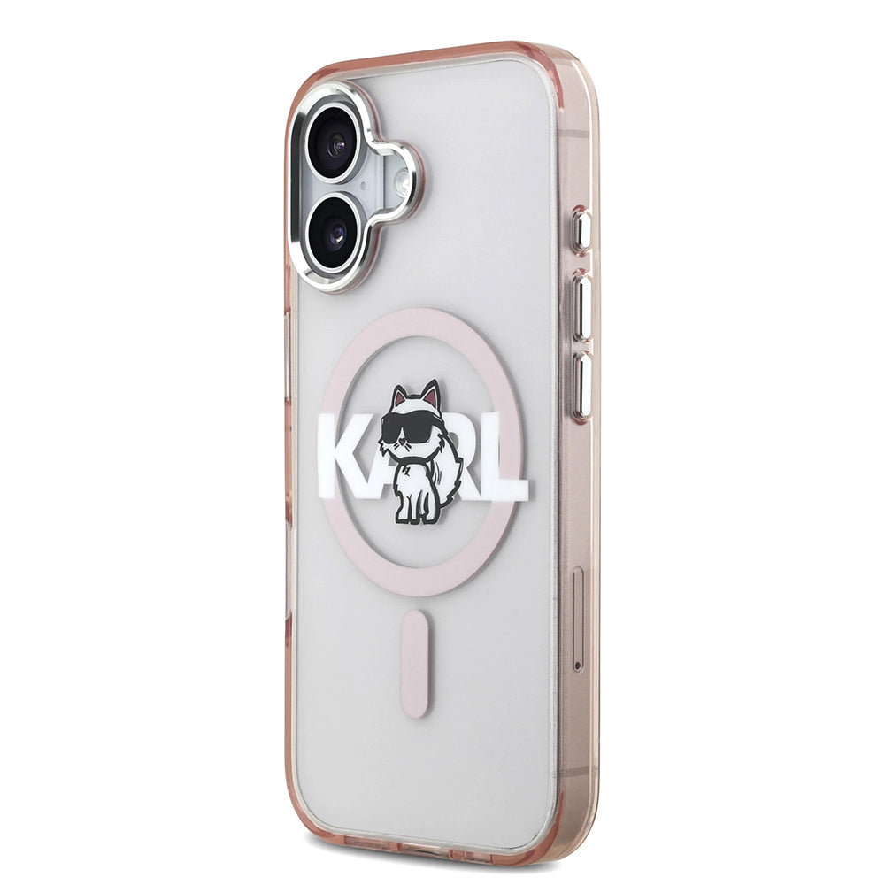Husa MagSafe za Apple iPhone 17, Karl Lagerfeld, IML Sketch Logo Choupette, Roze