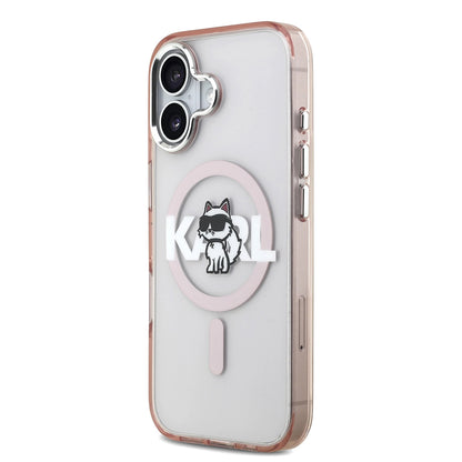Husa MagSafe za Apple iPhone 17, Karl Lagerfeld, IML Sketch Logo Choupette, Roze