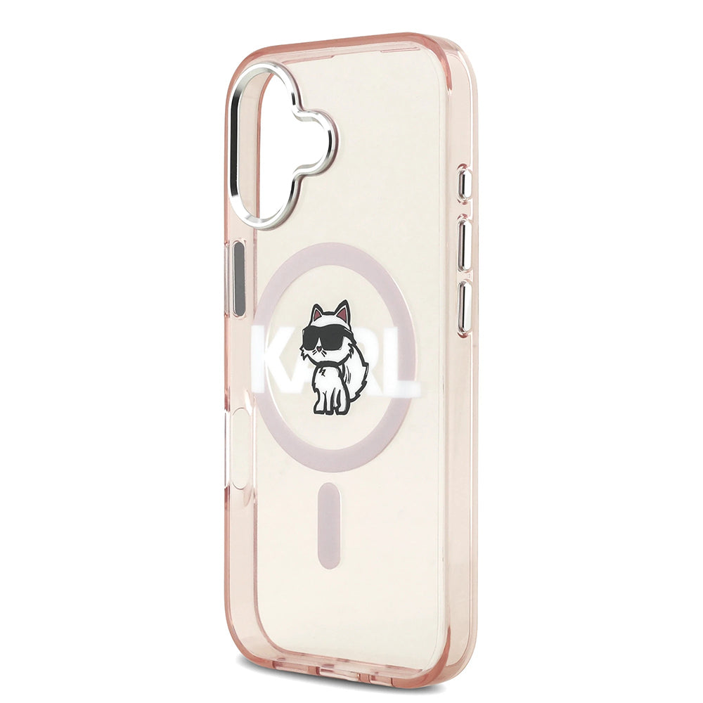 Husa MagSafe za Apple iPhone 17, Karl Lagerfeld, IML Sketch Logo Choupette, Roze