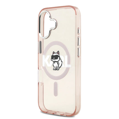 Husa MagSafe za Apple iPhone 17, Karl Lagerfeld, IML Sketch Logo Choupette, Roze