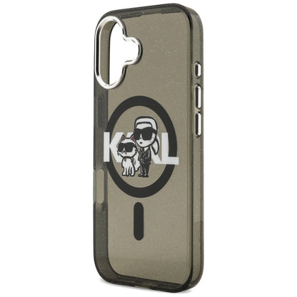 Futrola MagSafe za Apple iPhone 17, Karl Lagerfeld, IML Sketch Logo Glitter Karl & Choupette, Crna