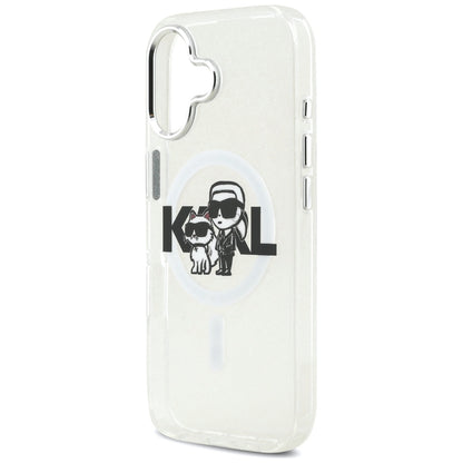 Futrola MagSafe za Apple iPhone 17, Karl Lagerfeld, IML Sketch Logo Glitter Karl & Choupette, Transparentna