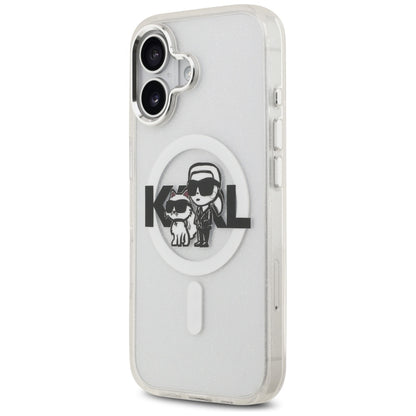 Futrola MagSafe za Apple iPhone 17, Karl Lagerfeld, IML Sketch Logo Glitter Karl & Choupette, Transparentna