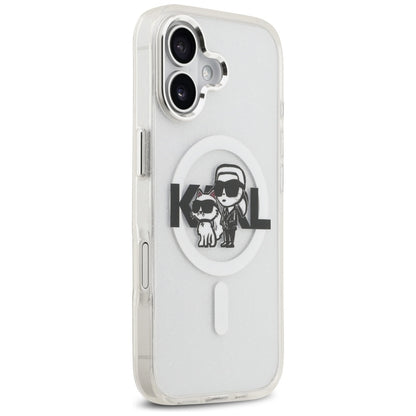 Futrola MagSafe za Apple iPhone 17, Karl Lagerfeld, IML Sketch Logo Glitter Karl & Choupette, Transparentna
