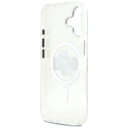 Futrola MagSafe za Apple iPhone 17, Karl Lagerfeld, IML Sketch Logo Glitter Karl & Choupette, Transparentna