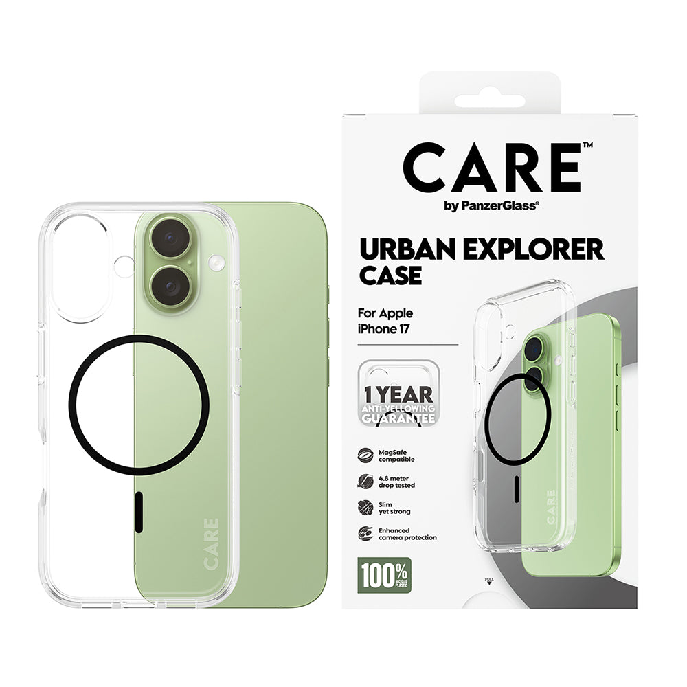 Futrola MagSafe za Apple iPhone 17, PanzerGlass, Care Urban Explorer, Crna Transparentna