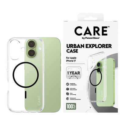 Futrola MagSafe za Apple iPhone 17, PanzerGlass, Care Urban Explorer, Crna Transparentna