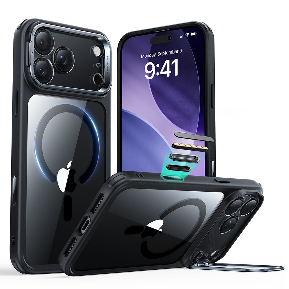 Futrola MagSafe za Apple iPhone 17 Pro, ESR, Classic Hybrid Kickstand, Crna Transparentna