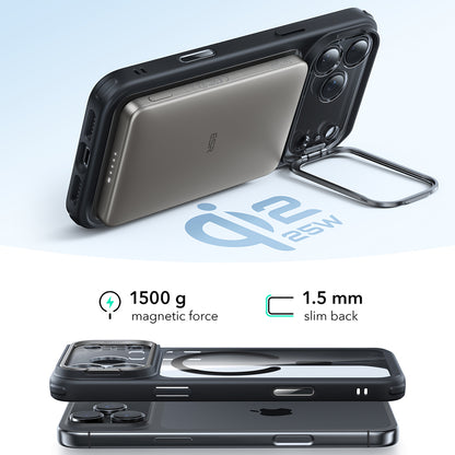 Futrola MagSafe za Apple iPhone 17 Pro, ESR, Classic Hybrid Kickstand, Crna Transparentna