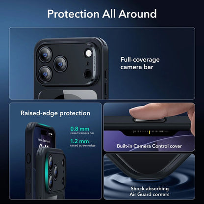 Futrola MagSafe za Apple iPhone 17 Pro, ESR, Classic Hybrid sa zaštitnikom ekrana, Crna Transparentna