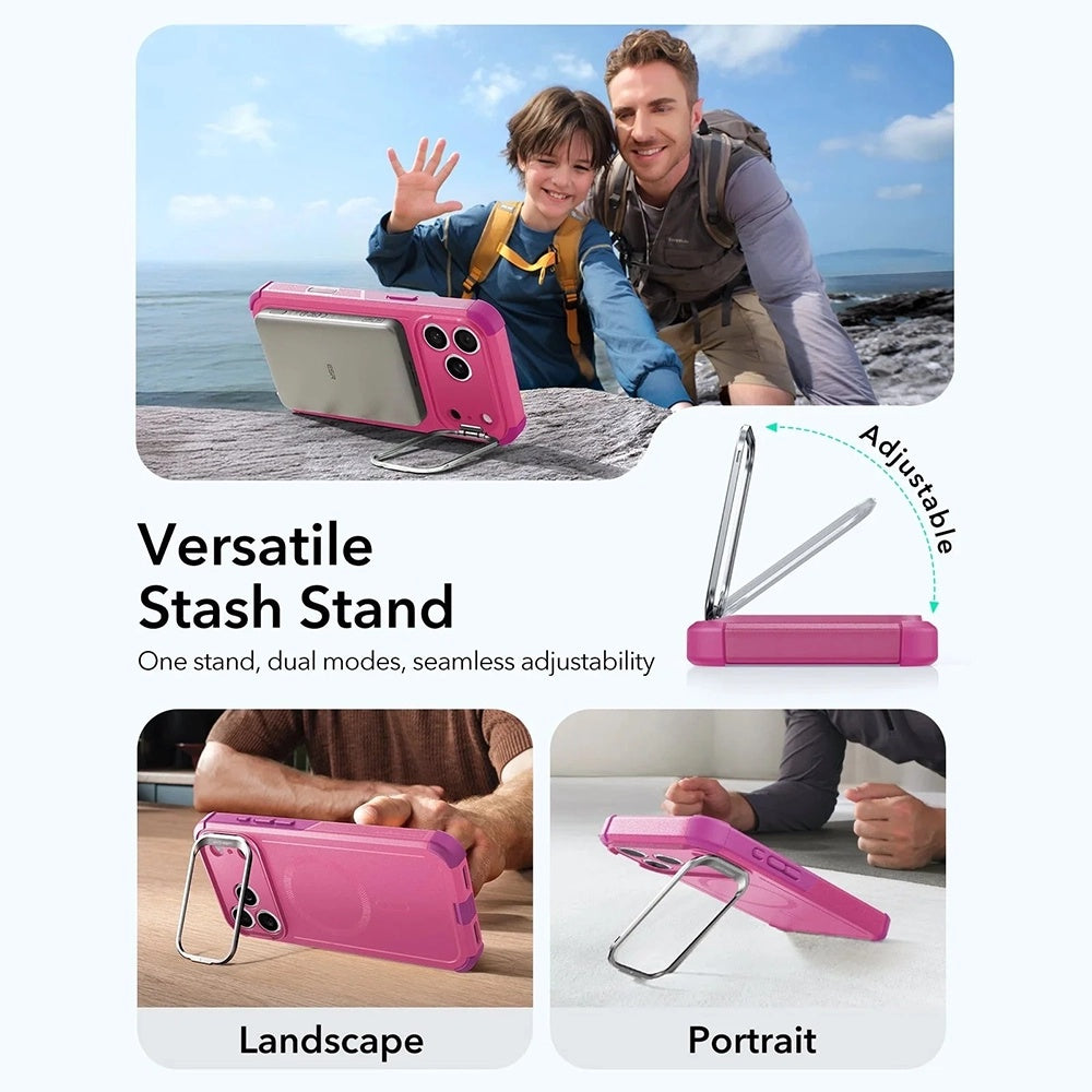 Futrola MagSafe za Apple iPhone 17 Pro, ESR, Cyber Armor Kickstand, Roze