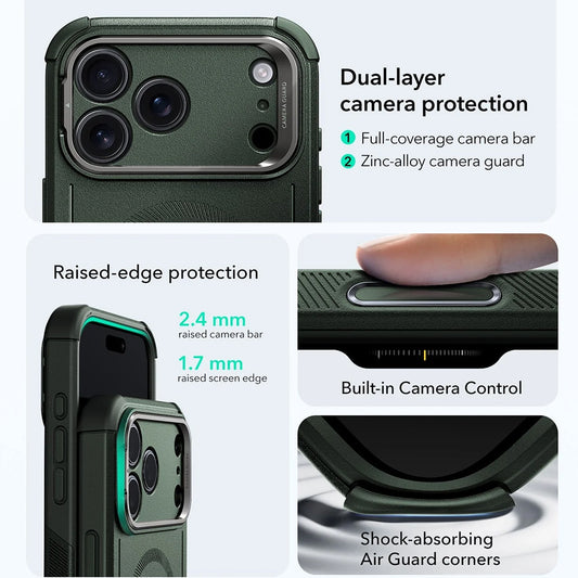 Futrola MagSafe za Apple iPhone 17 Pro, ESR, Cyber Armor Kickstand, Zelena