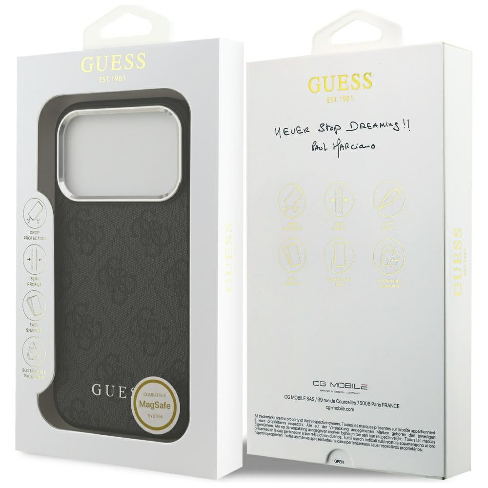 Futrola MagSafe za Apple iPhone 17 Pro, Guess, 4G Classic Logo, Crna
