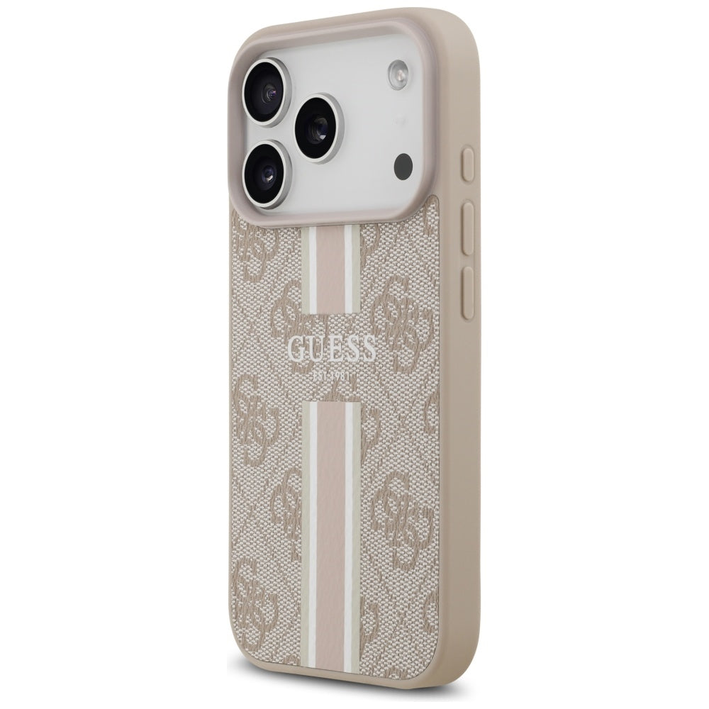 Futrola MagSafe za Apple iPhone 17 Pro, Guess, 4G Printed Stripes, Roze