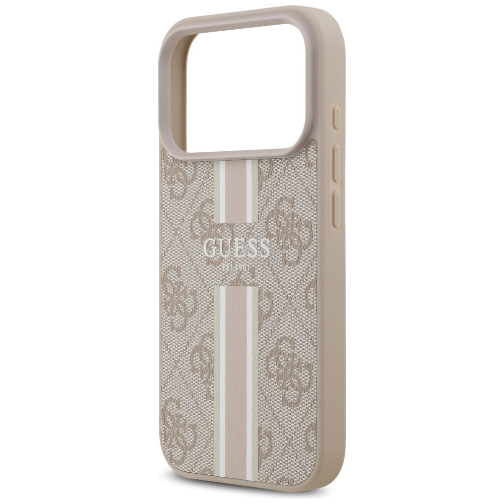 Futrola MagSafe za Apple iPhone 17 Pro, Guess, 4G Printed Stripes, Roze