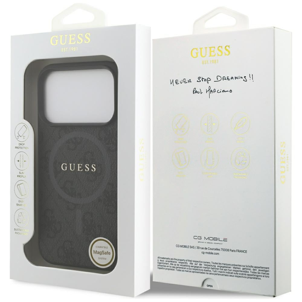 Futrola MagSafe za Apple iPhone 17 Pro, Guess, 4G Ring Classic Logo, Crna