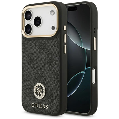 Husa MagSafe za Apple iPhone 17 Pro, Guess, 4G Strass Logo, Crna