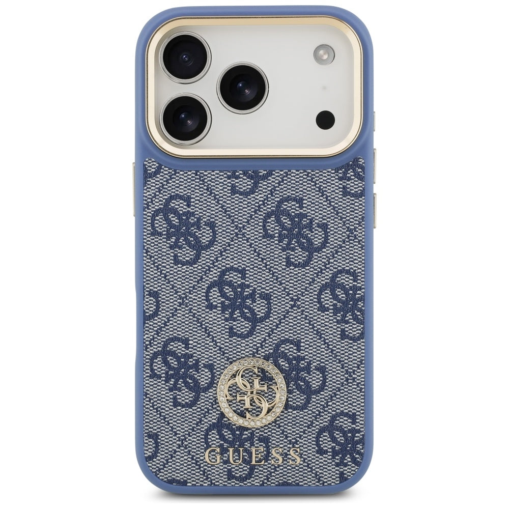 Husa MagSafe za Apple iPhone 17 Pro, Guess, 4G Strass Logo with Big Strap, Plava