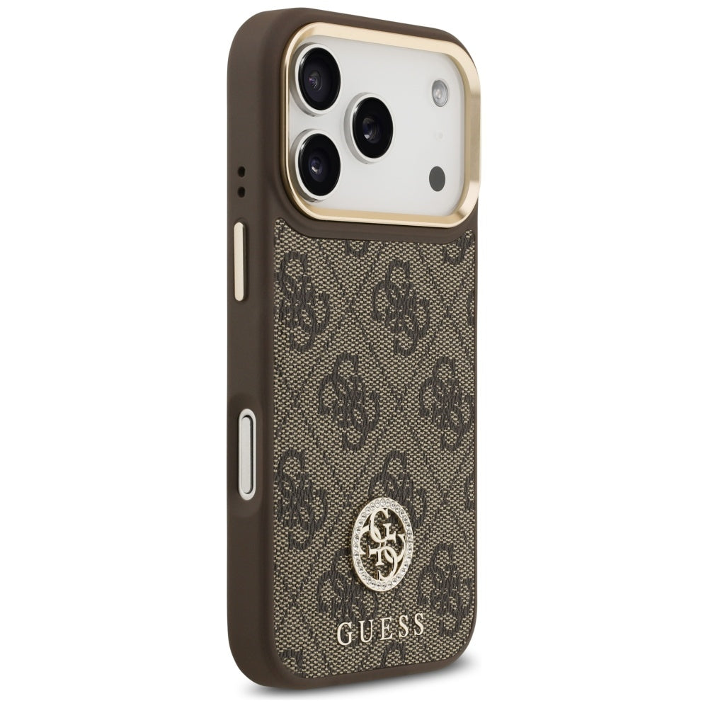 Futrola MagSafe za Apple iPhone 17 Pro, Guess, 4G Strass Logo with Big Strap, Braon
