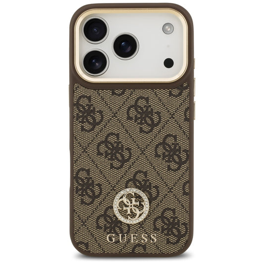 Futrola MagSafe za Apple iPhone 17 Pro, Guess, 4G Strass Logo with Big Strap, Braon