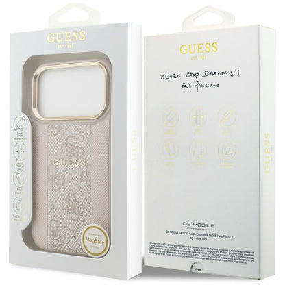 Husa MagSafe za Apple iPhone 17 Pro, Guess, 4G Stripe, Roze