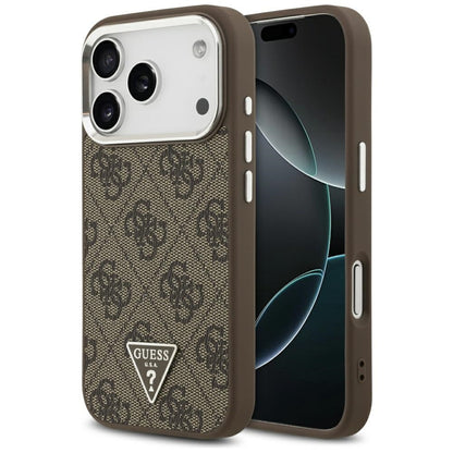 Futrola MagSafe za Apple iPhone 17 Pro, Guess, 4G Triangle Logo, Smeđe Srebrna