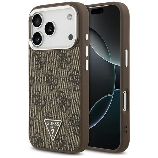 Futrola MagSafe za Apple iPhone 17 Pro, Guess, 4G Triangle Logo, Smeđe Srebrna