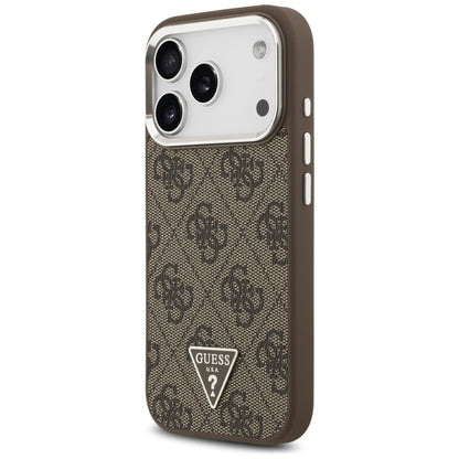 Futrola MagSafe za Apple iPhone 17 Pro, Guess, 4G Triangle Logo, Smeđe Srebrna