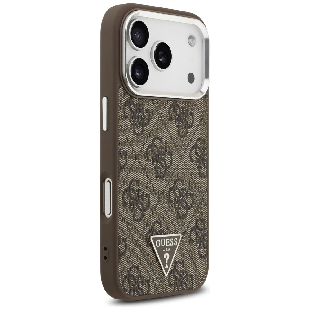 Futrola MagSafe za Apple iPhone 17 Pro, Guess, 4G Triangle Logo, Smeđe Srebrna