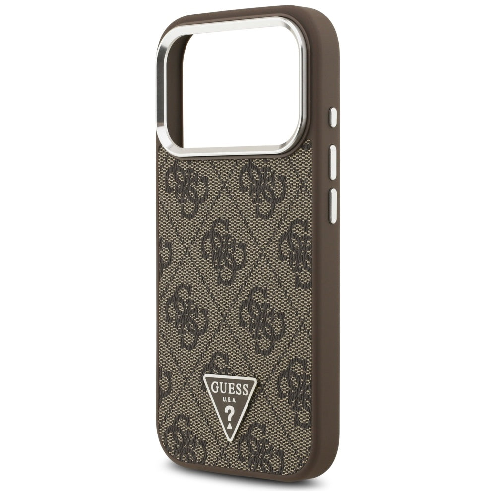 Futrola MagSafe za Apple iPhone 17 Pro, Guess, 4G Triangle Logo, Smeđe Srebrna