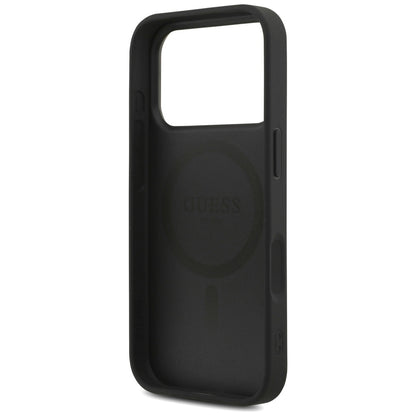 Husa MagSafe za Apple iPhone 17 Pro, Guess, 4G Triangle Logo sa kaišem, Crna