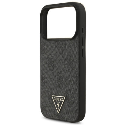 Husa MagSafe za Apple iPhone 17 Pro, Guess, 4G Triangle Logo sa kaišem, Crna